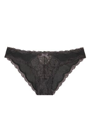 Victoria’s Secret Black Lace Trim Panties cheekini L
